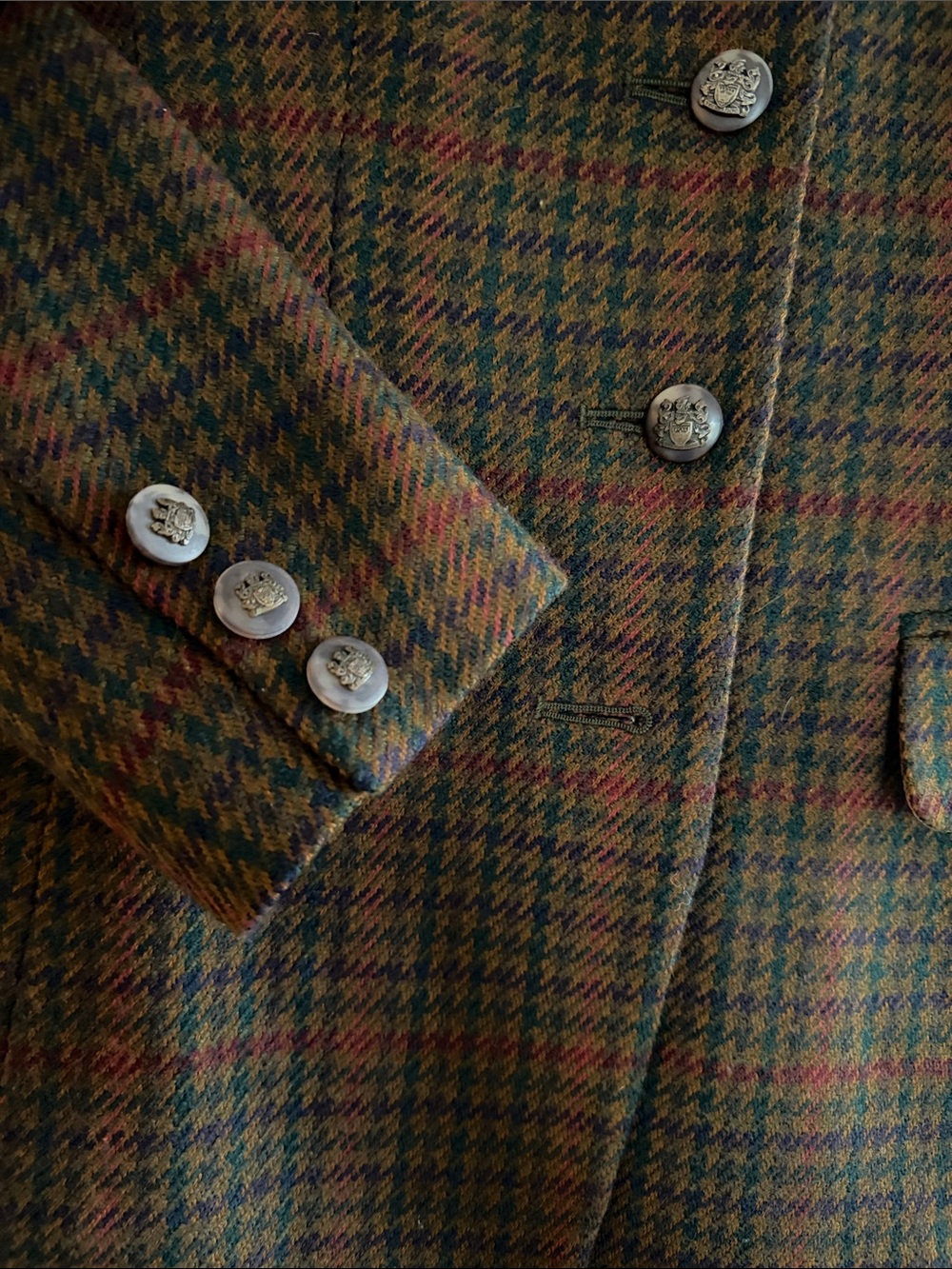 Aquascutum London Brown & Green Plaid Tweed Blazer size 4 - Picture 5 of 10